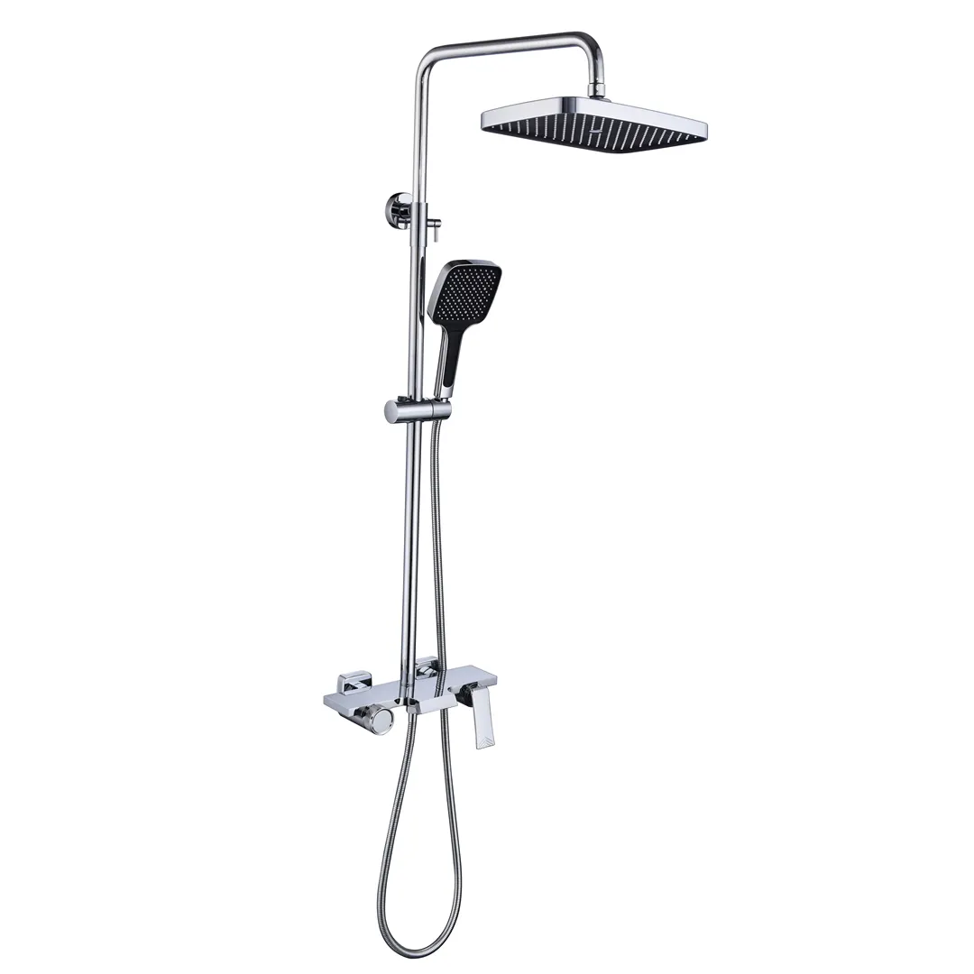 Miscelatore per soffione doccia rettangolare termostatico a pioggia di alta qualità rubinetti per doccia da bagno set doccia a parete cromato