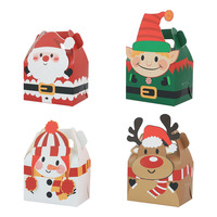 Caja de regalo de Navidad, bolsas de golosinas, recuerdo de fiesta para niños, caja de papel de regalo de dulces, casa de cartón, cajas de regalo de dulces con asa