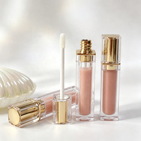 Tube de brillant à lèvres en gros avec couvercle doré, fini mat et effet miroir, pour gloss et huile à lèvres, cosmétiques colorés, marque privée, usine de cosmétiques sur mesure, OEM ODM