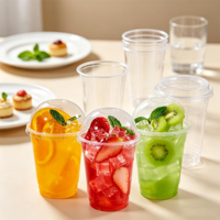 Gobelets jetables en plastique transparent de 12 oz avec couvercles dôme pour smoothies, bubble tea, jus, fêtes et vente à emporter – Vente en gros