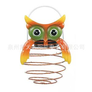 Lampe solaire hibou LED pour jardin extérieur, décoration suspendue, lampe hibou spirale en métal - Product Image 5