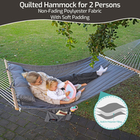 Hamac double en tissu matelassé en coton extra large pour 2 personnes avec support en acier