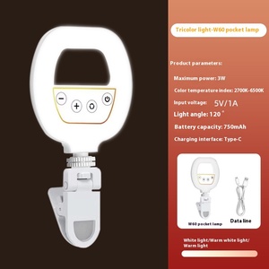 W60 मिनी पोर्टेबल सेल्फी की अगुवाई वाली रिंग लाइट स्मार्ट फोन डेस्क चार्जिंग लाइट <span class=keywords><strong>3</strong></span>-रंग तापमान नियंत्रण टिकाऊ प्लास्टिक सामग्री - Product Image 6