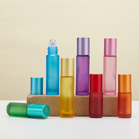 Flacon vide roll-on pour huile parfumée 5ml 10ml, bouchon à vis, flacon roll-on en verre pour huile essentielle, forme cylindrique avec finition givrée