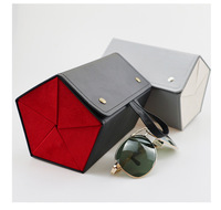 Vente d'usine plusieurs 5 emplacements étui mode PU multicouche Triangle 4 lunettes de soleil pliantes boîtes de rangement sac pochette avec cintre