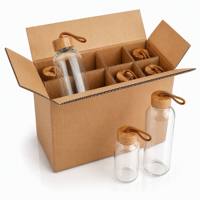 Bouteille d'eau en verre borosilicate à double paroi isolée JIANMEI moderne, sans BPA, 500 ml/1000 ml, bouchon en acier inoxydable anti-fuite