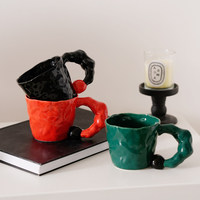 Mug en céramique rétro fait main avec poignée, compatible lave-vaisselle et micro-ondes - Cadeau d'anniversaire pour café, lait et eau (emballage anti-dommages)