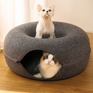 Filz Reiß verschluss Katzen bett Grau Verstecken und Suchen Katze Donuts Tunnel bett Stereo Donuts Erwärmung Sommer Winter Geschlossenes Katzen nest - Product Image 1