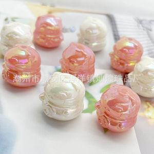 Acrylic Lucky Cat <b>Beads</b> Iridescent Porcelain White Pink Mixed Shapes For Jewelry Making DIY Key Pendant - Product Image 2