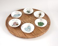 Bol en céramique assiette bois, bol en céramique de à 13 pouces, assiette rond personnalisée, plateau à dîner