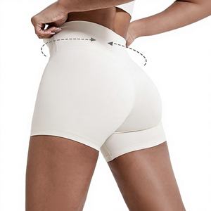 Shorts Deportivos Elásticos de Cintura Alta para Mujer, Color Sólido, Transpirables, Tejidos, Ajuste Regular, Estilo Deportivo, para Entrenamiento y Uso Diario - Product Image 1