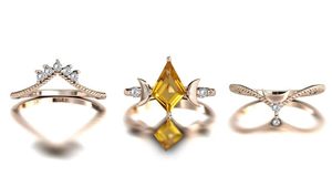 Anillo de cóctel de plata de ley 925 con citrino natural para mujer, joyería de lujo con piedras preciosas finas y engaste de púas en forma de cometa para boda - Product Image 2