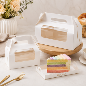 Custom <b>Cake</b> Roll Packaging <b>Box</b> with Clear Window Handle Food Grade Paper <b>Box</b> for Dessert <b>Gift</b> Packaging - Product Image 1