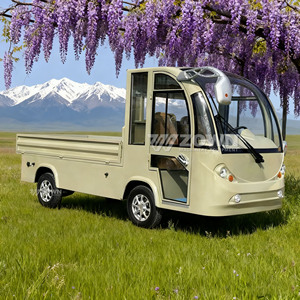 Carro Eléctrico Ligero de Servicio, Carro Plano Simple de Color Beige para Mantenimiento de Paisajes en Resorts y Parques - Product Image 1