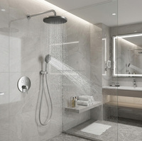 Système de douche encastré moderne avec mitigeur pluie 3 fonctions pour salle de bain et baignoire
