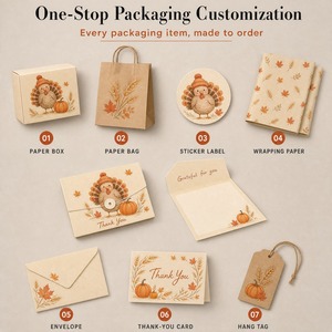 Biglietto di Ringraziamento Personalizzato per il Ringraziamento con Bottone e Laccio, Messaggio di Gratitudine a Tema Raccolto per Famiglia, Amici e Ospiti - Product Image 2