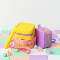 Porte-monnaie en silicone portable, mini, étanche, avec sangle de poignet, fermeture éclair, pochette de rangement