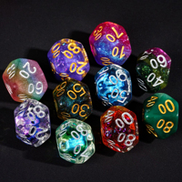 Jeu de dés de bureau polyédriques transparents multifaces personnalisés RPG en résine acrylique avec sac à cordon