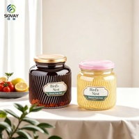 Pot de conservation décoratif en verre gaufré, bocal en verre transparent côtelé avec couvercle en étain pour confitures maison et emballages alimentaires