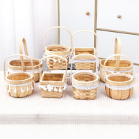 Panier à fleurs en bois - Design tressé portable pour les cadeaux de la fête des mères, de la fête des enseignants et de la fête des femmes
