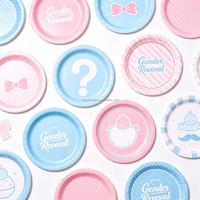 Assiettes en papier pour révélation du sexe, roses et bleues, vaisselle jetable pour fêtes et célébrations