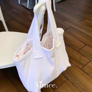 TrendyTerry Cloth Tote <b>Bag</b> <b>Large</b> Capacity Cotton Women <b>Beach</b> <b>Bag</b> with Embroidery Logo Tote Gift <b>Bag</b> for Travel - Product Image 6