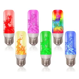 家居装饰灯发光二极管消防灯泡E27 E26多色火焰灯泡，带4种模式重力传感器，用于吊灯