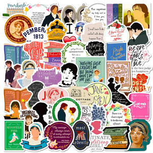 50 autocollants esthétiques avec citations de romans de célèbres écrivaines britanniques, y compris Jane Austen - Product Image 4