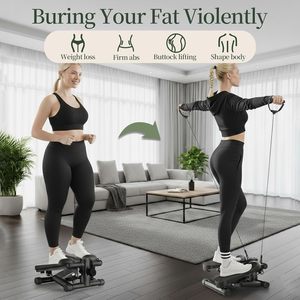 Portable <strong>Mini</strong> Stair <strong>Stepper</strong> with Resistance Bands - Full <strong>Body</strong> Workout Machine with LCD Monitor - Product Image 2