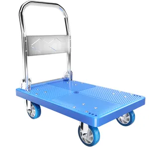 72*48CM 4Inch Capacity 200 KG Hand Carts Silent Fixed Wheel Plastic Platform Trolley Heavy Duty Industrial Hand Truck Trolley