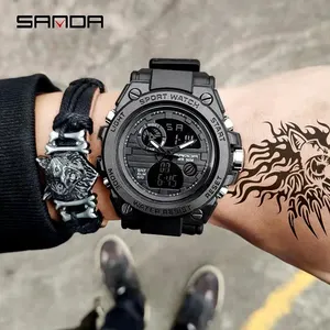 SANDA marka G tarzı erkekler dijital saat şok lüks spor saatler moda su geçirmez elektronik kol saati erkekler Relogio Masculino - Product Image 5
