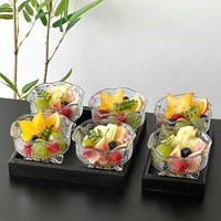 Geperst kristallen glazen schaaltjes met bloemenmotief, premium kwaliteit, voor restaurants, decoratief, voor desserts, salades en fruit.
