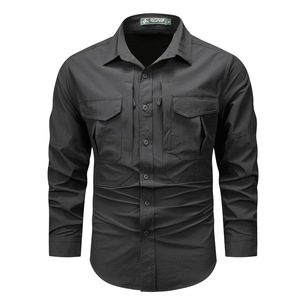 Camicia Tattica da <span class=keywords><strong>Uomo</strong></span> a <span class=keywords><strong>Maniche</strong></span> <span class=keywords><strong>Lunghe</strong></span> Impermeabile ad Asciugatura Rapida per Escursionismo, Arrampicata, Caccia, Formale e Casual - Product Image 2