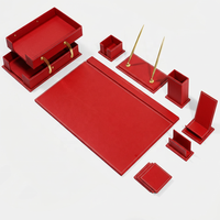 Ensemble de bureau de luxe en cuir PU, organiseur de bureau, accessoires de bureau, sous-verres en cuir, sets de table, organiseurs de documents