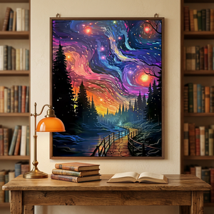 Kit Pittura a Numeri Stile <span class=keywords><strong>Van</strong></span> <span class=keywords><strong>Gogh</strong></span> <span class=keywords><strong>Notte</strong></span> <span class=keywords><strong>Stellata</strong></span> Paesaggio Forestale, Dipinto Digitale a Olio Fai <span class=keywords><strong>da</strong></span> Te per Adulti 40x50cm - Product Image 6