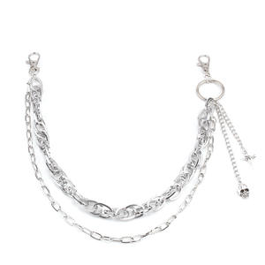 Cadena de cintura de metal de doble capa con colgante de calavera geométrica, de aleación de zinc, estilo Hip Hop Punk, para pantalones, moda casual, cadena corporal - Product Image 5