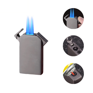 Encendedor de Cigarros Hongjing a Prueba de Viento, Encendedor de Cigarros con Pistola de Pulverización Inflable, Llama Doble con <span class=keywords><strong>Cuchillo</strong></span> y Taladro, Encendedor de Cigarros Portátil para Exteriores - Product Image 1