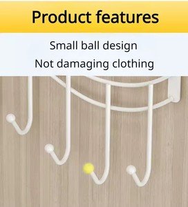 7Hook Heart-Shaped Door <b>Hooks</b> Punch-free Hanging Clothes Storage Rack Bedroom Kitchen Bathroom Organizer Storage Accessories - Product Image 5