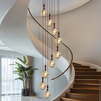 Lustre d'escalier rotatif de designer français, style rétro américain, pour villa à plafond haut, en verre soufflé à la main, installation facile
