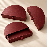 Boîte à tiroir semi-circulaire à étiquette privée, texture gaufrée, languette de traction, boîte cadeau rigide personnalisée