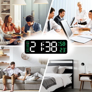 Horloge murale numérique géante électronique à LED avec alarme, décoration lumineuse rectangulaire moderne pour la maison, la salle de réception d'une grande église, la date et l'heure - Product Image 6