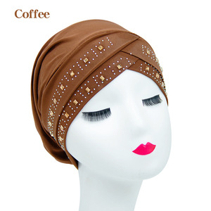 Gorro con purpurina para mujer, musulmán árabe gorrito, <span class=keywords><strong>turbante</strong></span> con diamantes de imitación, venta al por mayor - Product Image 4