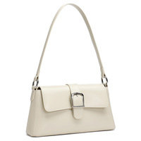 Sac à bandoulière de luxe en cuir véritable pour femme, style urbain et épuré, avec fermoir, poignée supérieure unique et bandoulière amovible