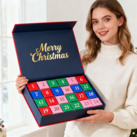 Calendrier de l'Avent Luxe Rose 24 Jours Boîte Cadeau Magnétique Compte à Rebours Calendrier de l'Avent Boîte Aveugle Emballage Jouet Dessert Cosmétique