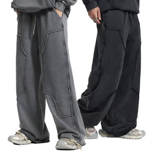 Custom Men's Straight Sweatpants Elastic Waist <b>Drawstring</b> Jogger Pants Washed Baggy <b>Trousers</b> for Autumn - Product Image 2