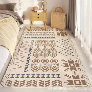 Alfombra rectangular de color crema con patrón geométrico moderno, antideslizante, para sala de estar, dormitorio, alfombra gruesa para el lado de la cama - Product Image 3