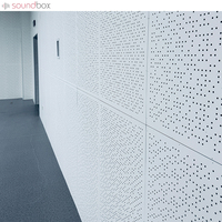 Panneau mural acoustique en bois ignifuge Soundbox Home Theater, moderne, en contreplaqué perforé à micro-trous et MDF rainuré