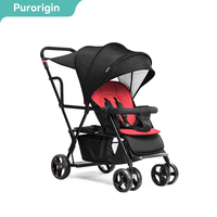 Poussette double légère et pliable Purorigin 2026, dernier design, porte-bébé à roues, poussette de poche pour jumeaux