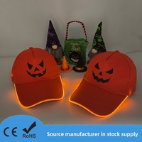 Nueva Gorra de Béisbol de PVC con LED para Halloween, 6 Paneles, Semi-Artificial, para Adultos, Diseño de Calabaza, Divertida, Creativa, Naranja, Unisex, con Protección Solar
