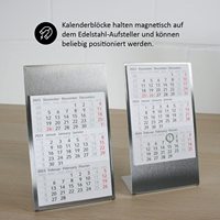 Calendrier magnétique de bureau en acier inoxydable, bloc de calendrier de 3 mois, calendrier de rendez-vous avec aimant, support de poinçon latéral